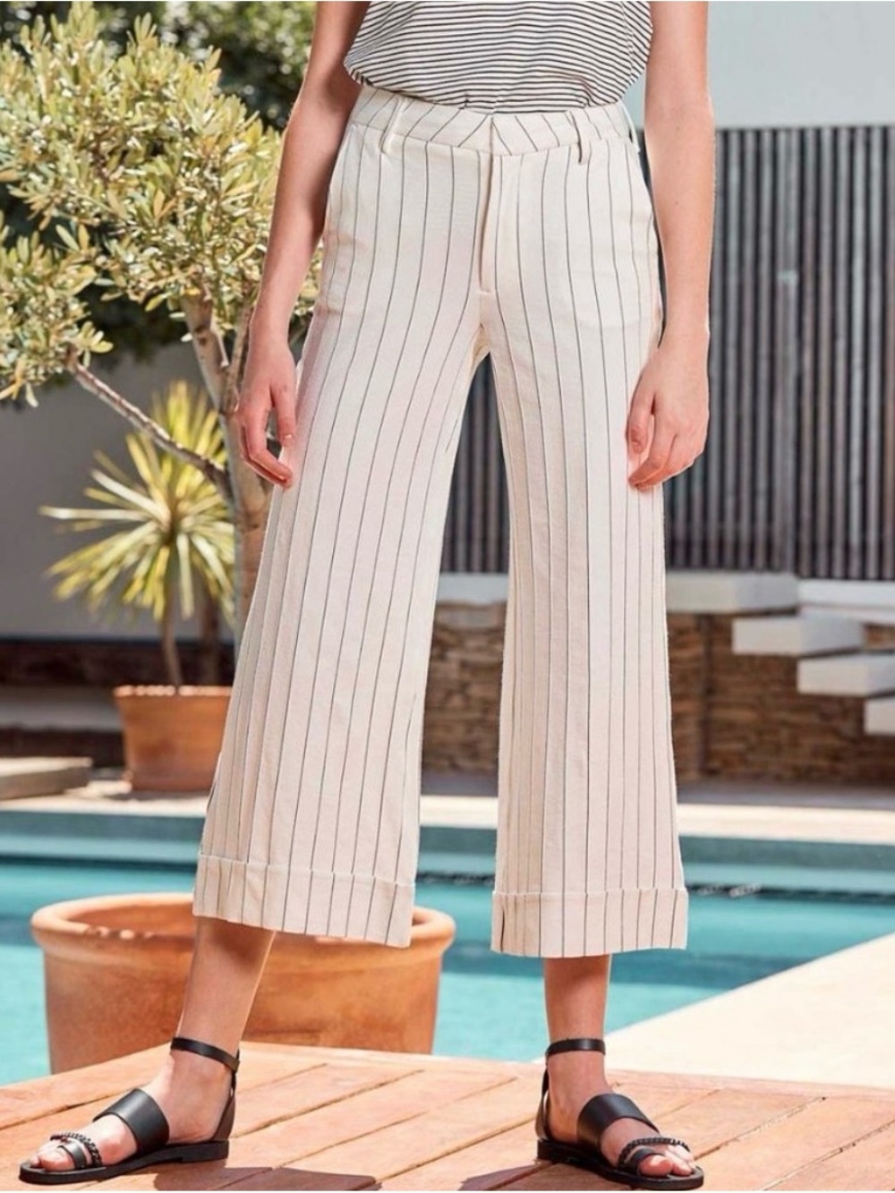 Reiko Cropped Pinstriped Trousers - Paolo Fancy. NWOT.